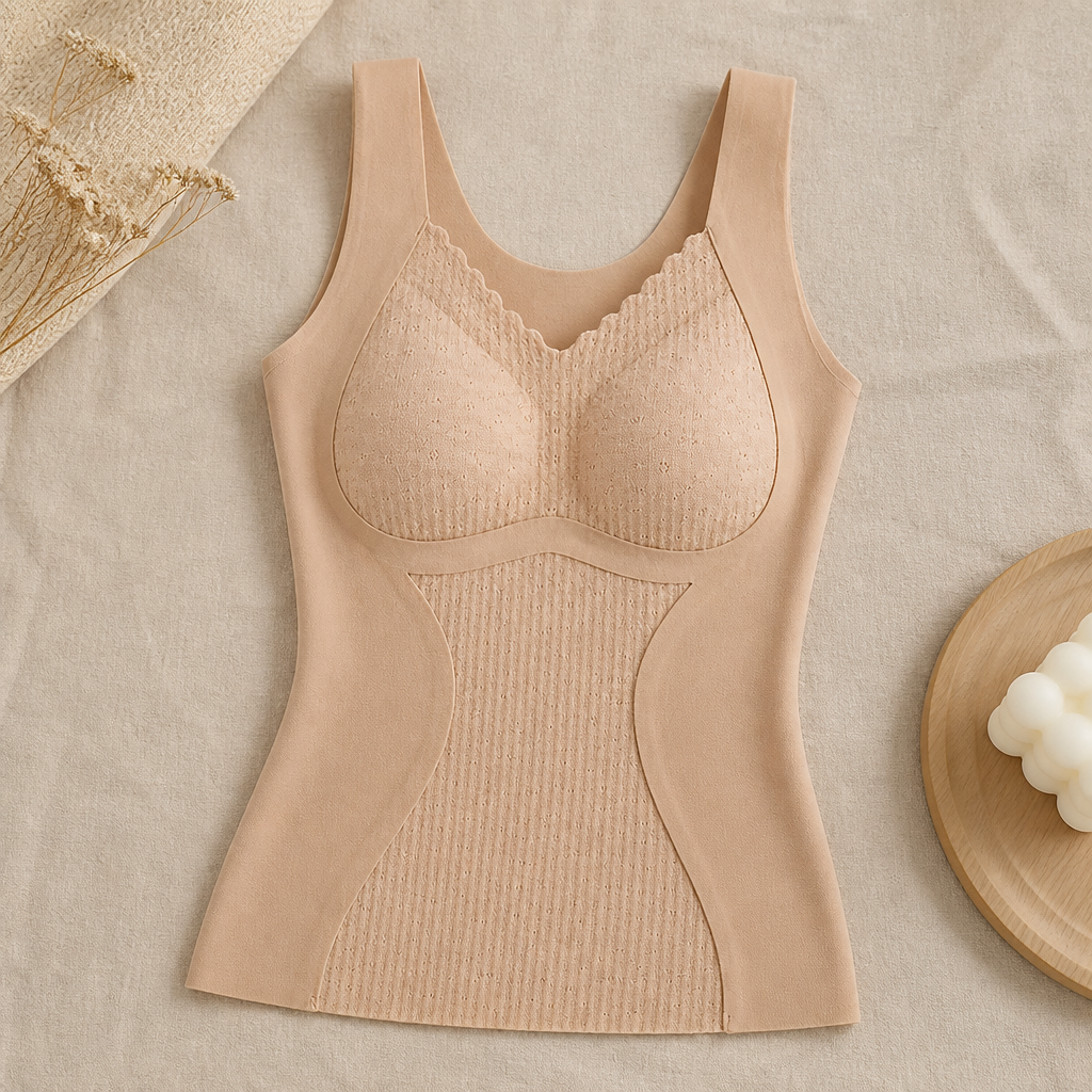 VeloFlex™ – Thermal Seamless Shaping Camisole with Built-In Lace Bra