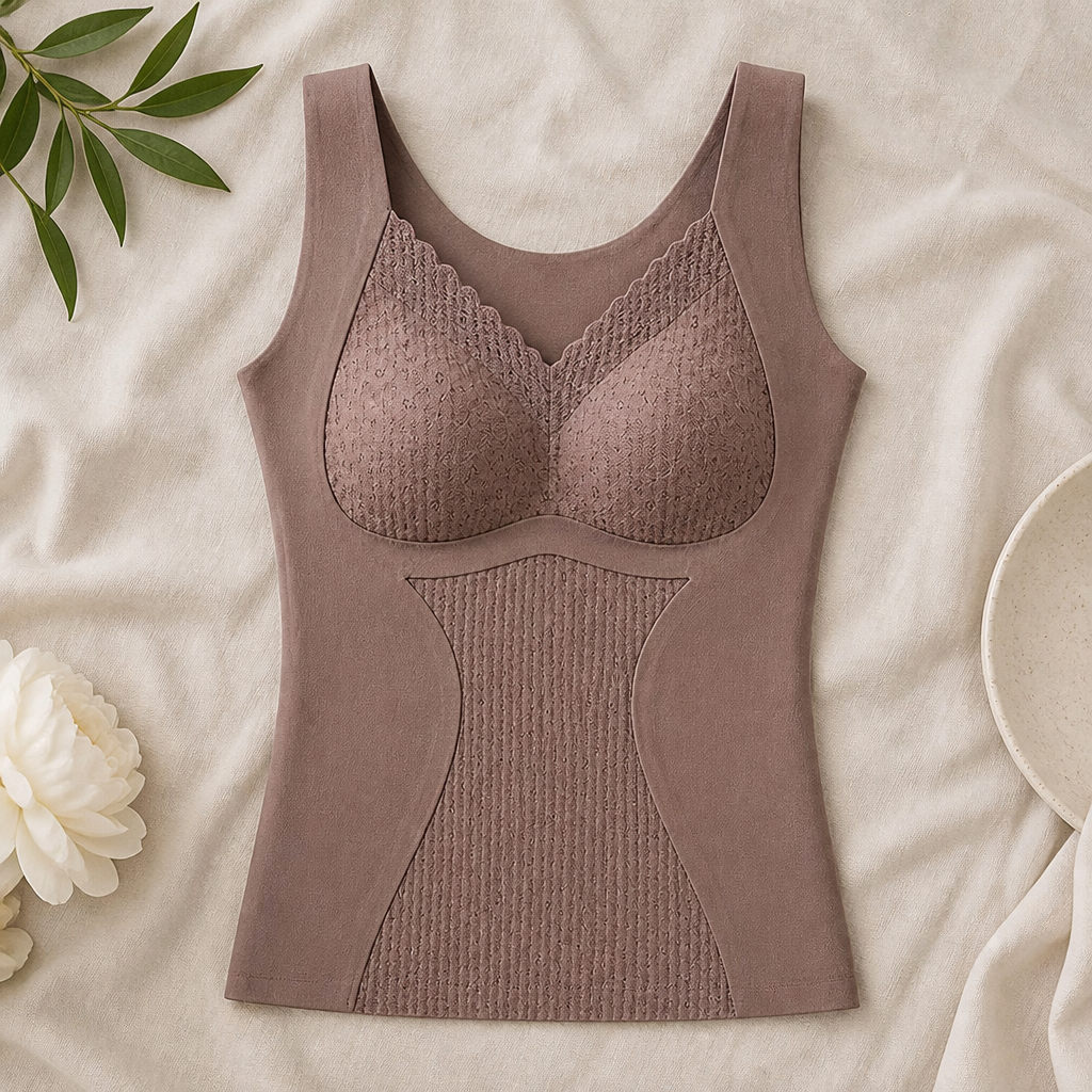 VeloFlex™ – Thermal Seamless Shaping Camisole with Built-In Lace Bra