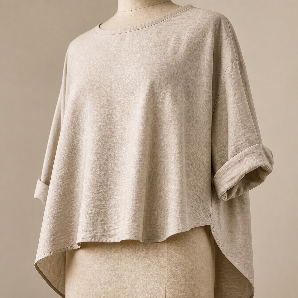 TrueStyle™ – Relaxed Two-Piece Set with Asymmetric Hem & Wide-Leg Pants