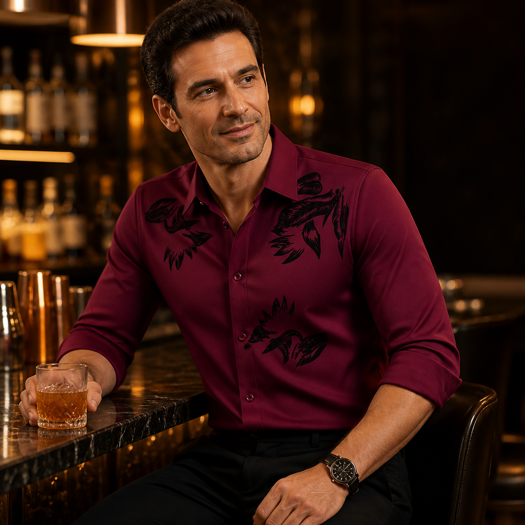 VulcanTherm™ – Slim-Fit Fleece-Lined Shirt with Brushstroke Print