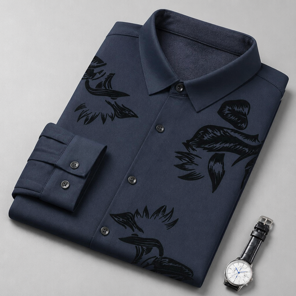 VulcanTherm™ – Slim-Fit Fleece-Lined Shirt with Brushstroke Print