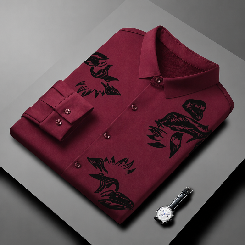 VulcanTherm™ – Slim-Fit Fleece-Lined Shirt with Brushstroke Print
