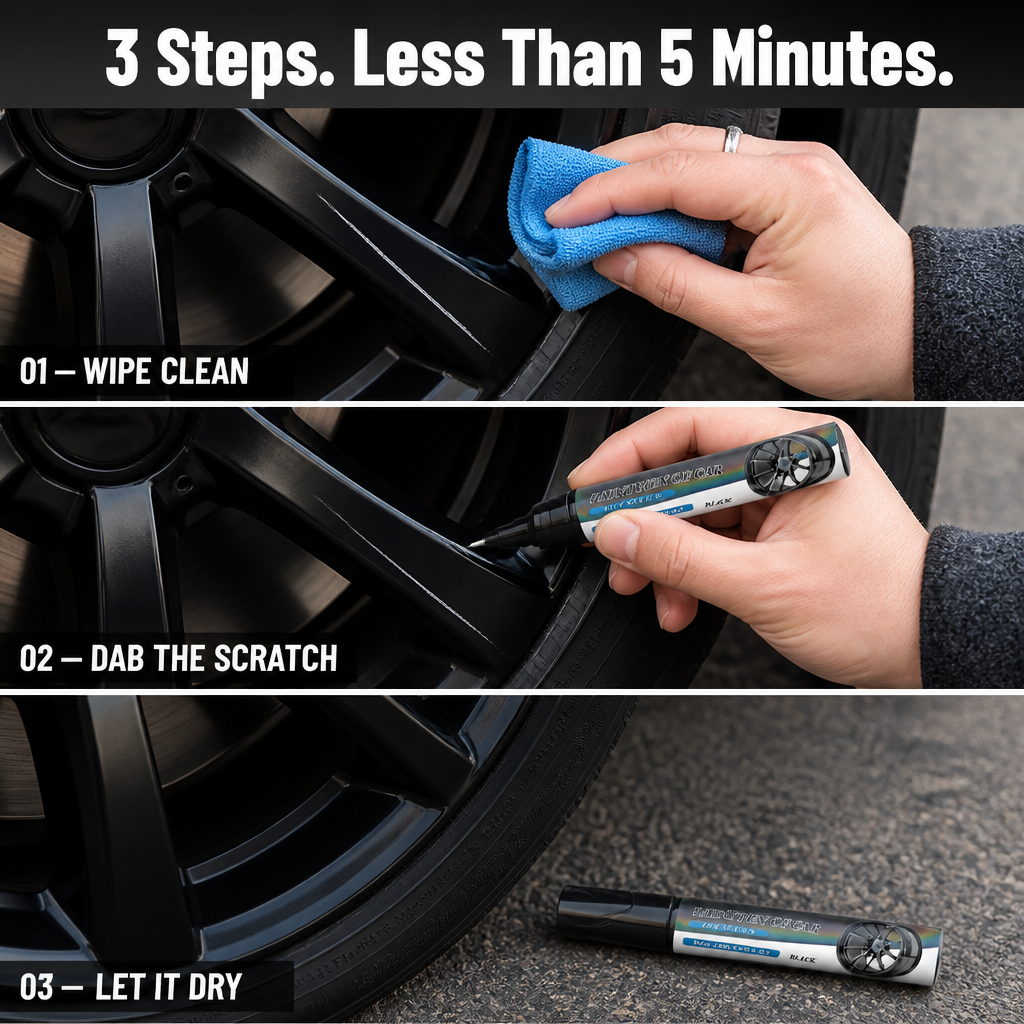 WheelFixer™ — Cover Curb Rash & Restore Factory Gloss-Black Rims in Minutes