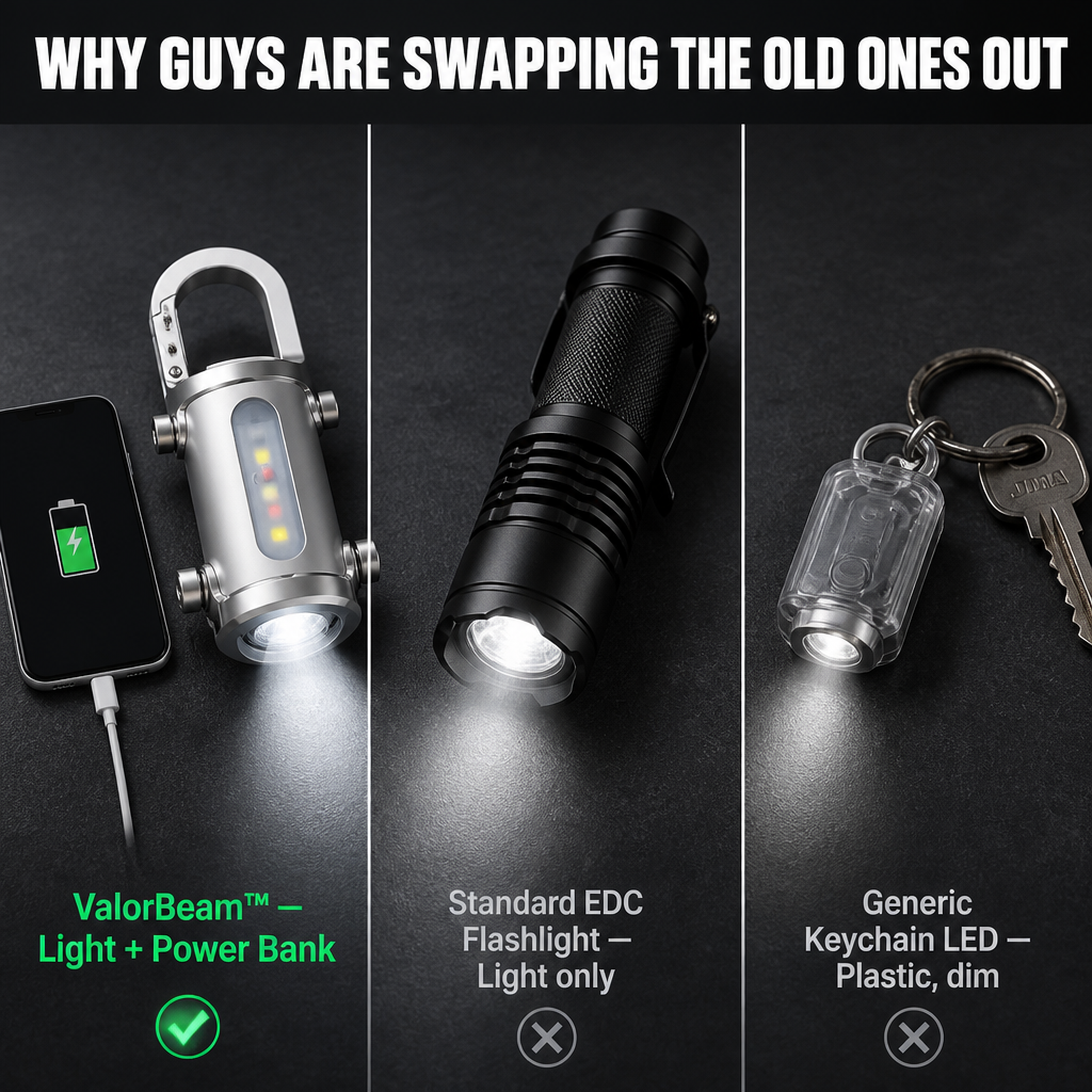 ValorBeam™ — Carry a 1200-Lumen Flashlight and Phone Charger on Your Keys
