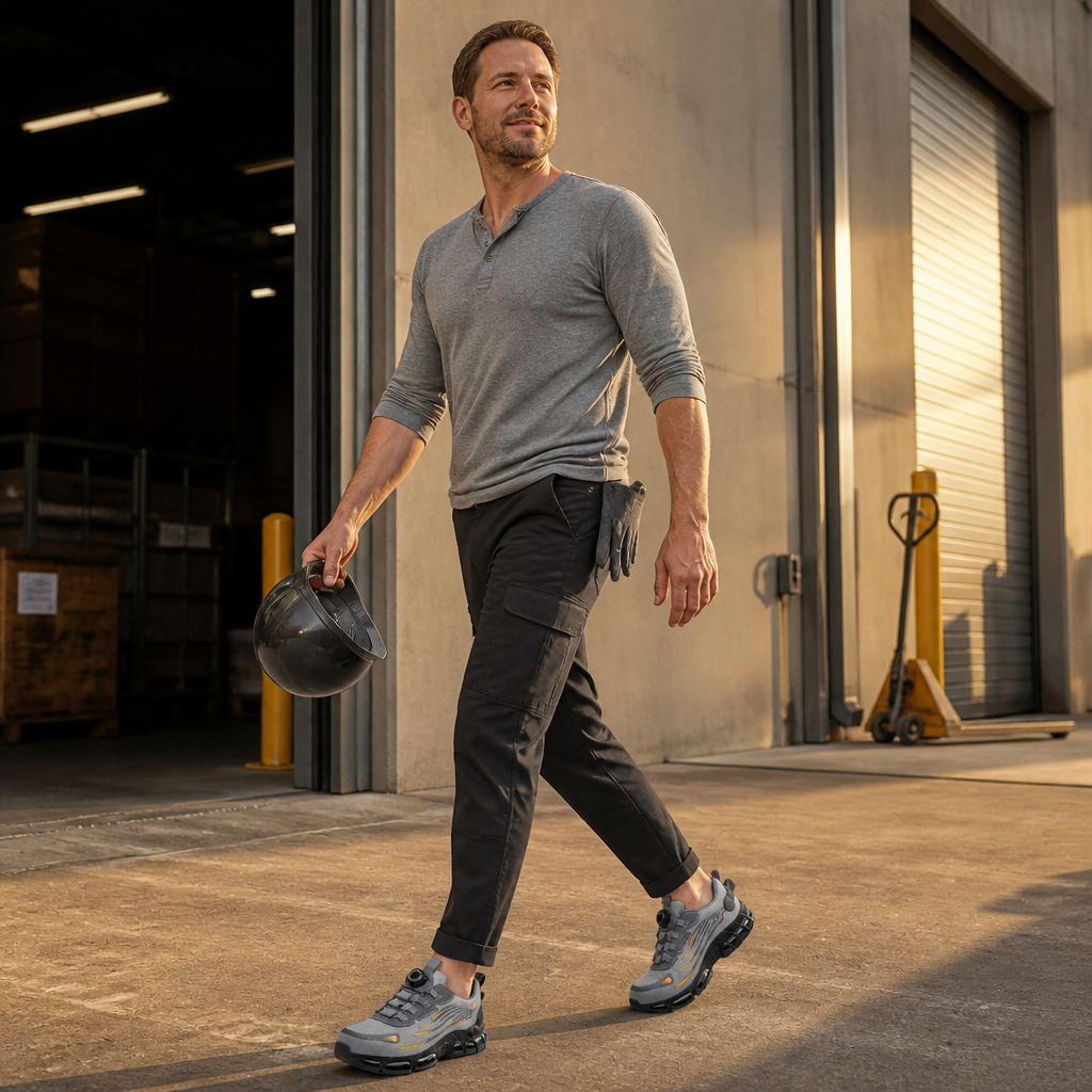 VivaStride™ – Steel-Toe Work Sneakers with Quick-Twist Lacing System