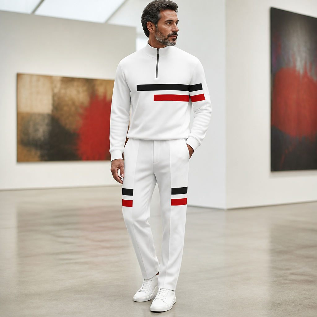 RevitaFit™ – Bold Color-Block Two-Piece Set with Half-Zip Mock Neck