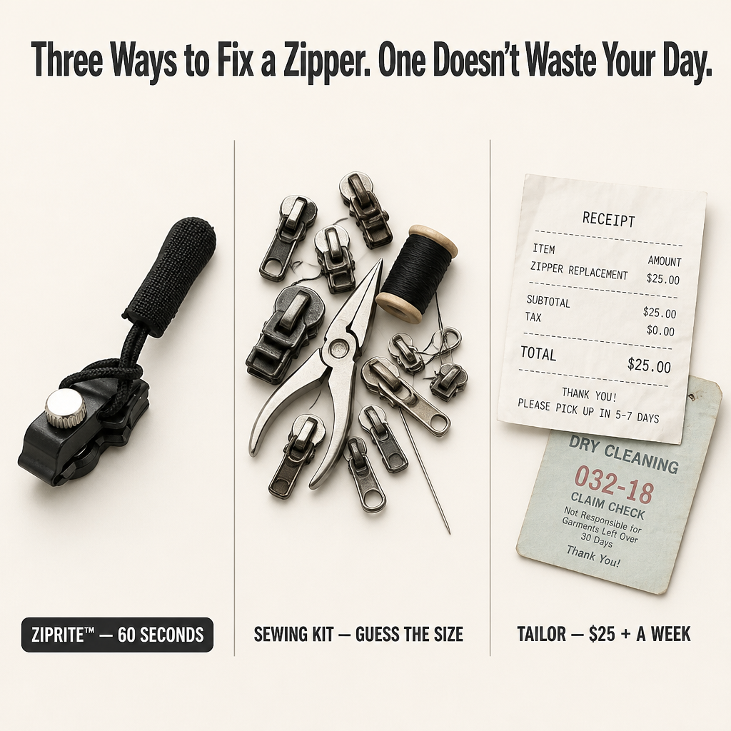 ZipRite™ — Snap Any Broken Zipper Back to Life in 10 Seconds