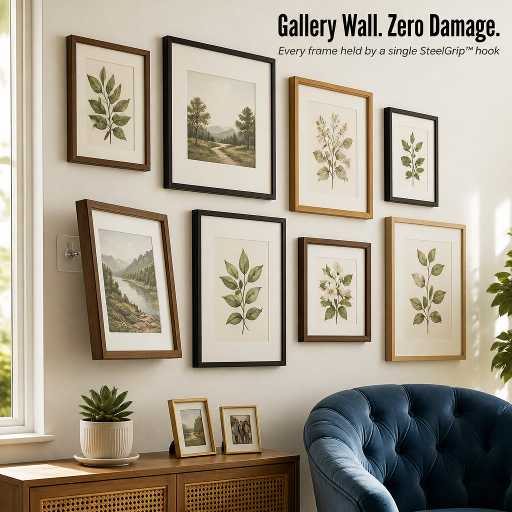 SteelGrip™ — Hang Heavy Frames Without Drilling a Single Hole in Your Wall