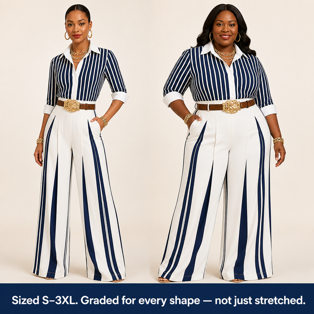 VeroLuxe™ — Pull On a Striped Set That Looks Like You Hired a Stylist | Belt Included