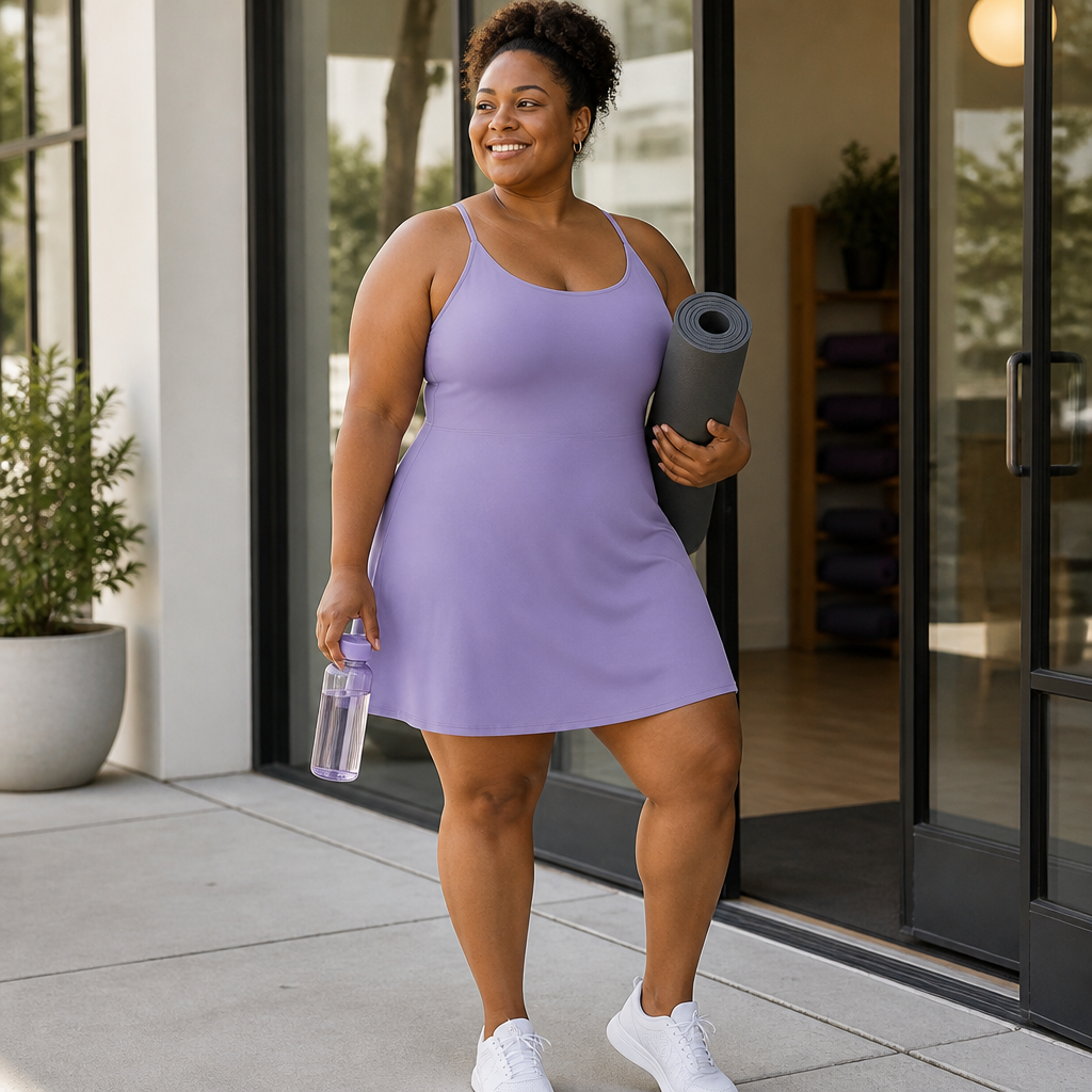 VerveStride™ – Backless Athletic Dress with Built-In Shorts & Side Pockets
