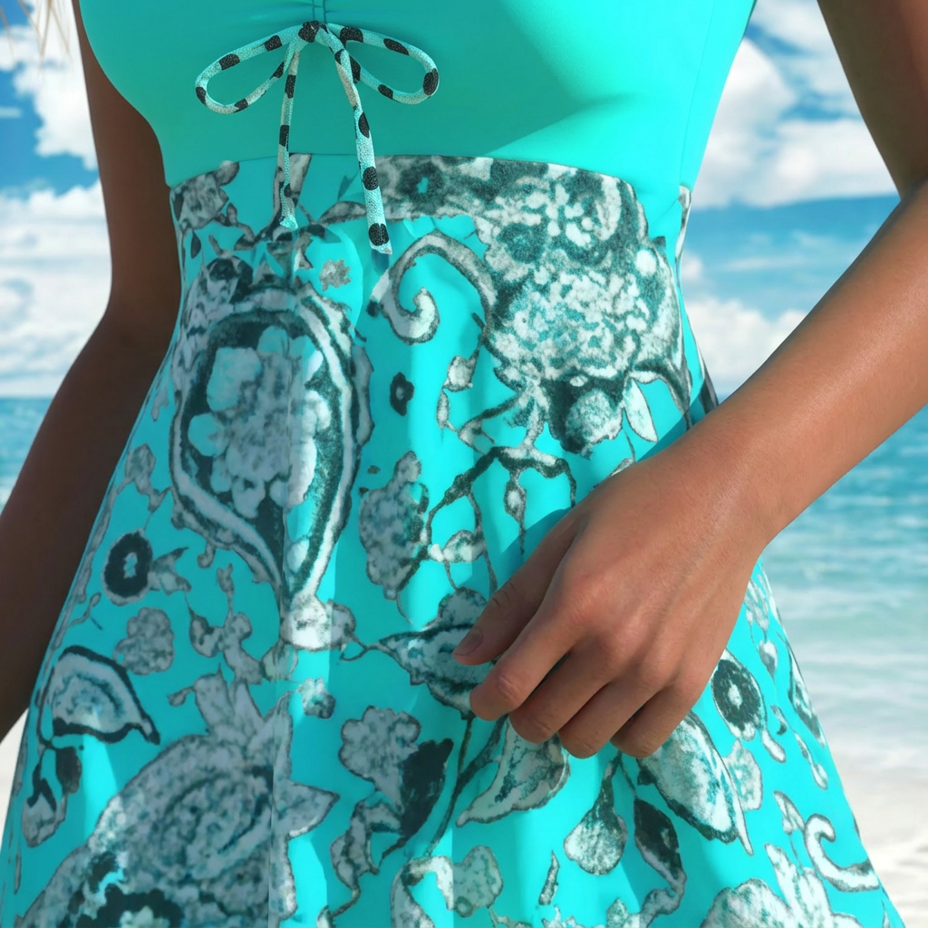 StreamlineSculpt™ – Halter Tankini Swim Dress with Built-In Boyshort Coverage