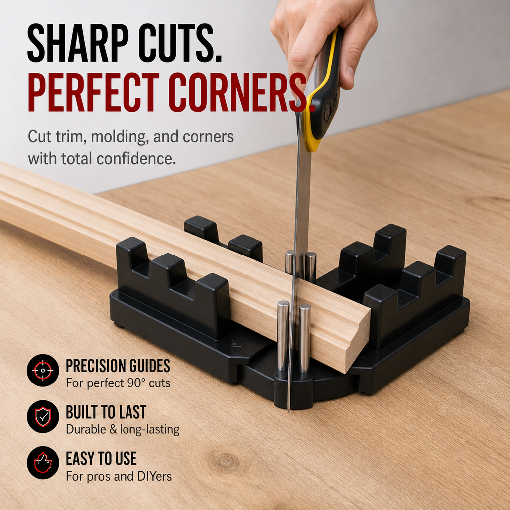 SharpEdgePro™ — Clamp, Guide & Cut Flawless Trim Corners Without a Power Saw