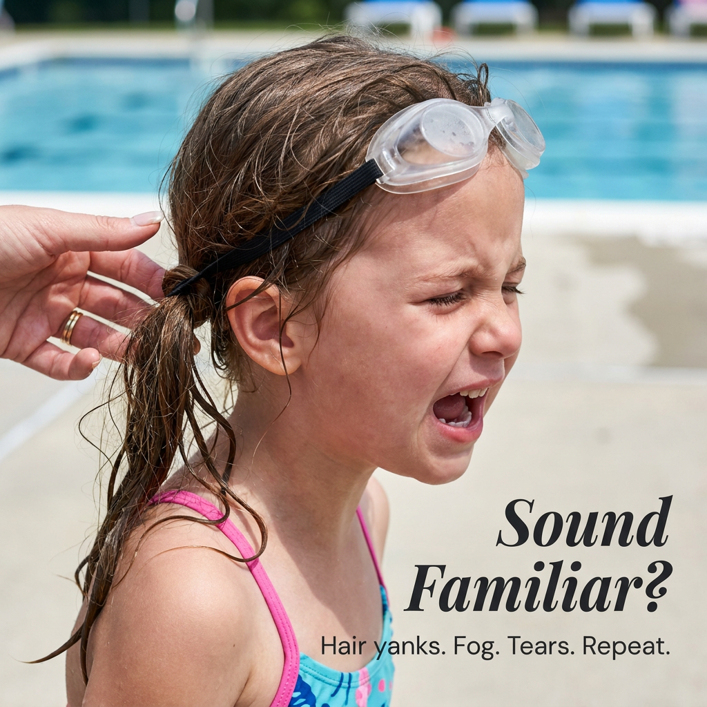 SplashyEyes™ — Skip Hair-Yanks, Fog & Raccoon Eyes With Snap-On Kids Goggles
