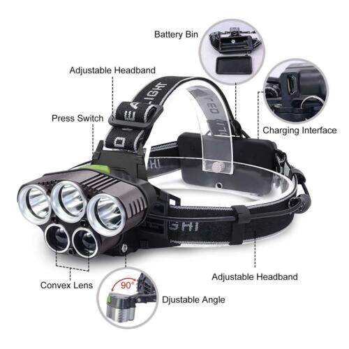 5X Waterproof LED Headlamp Set with High Power