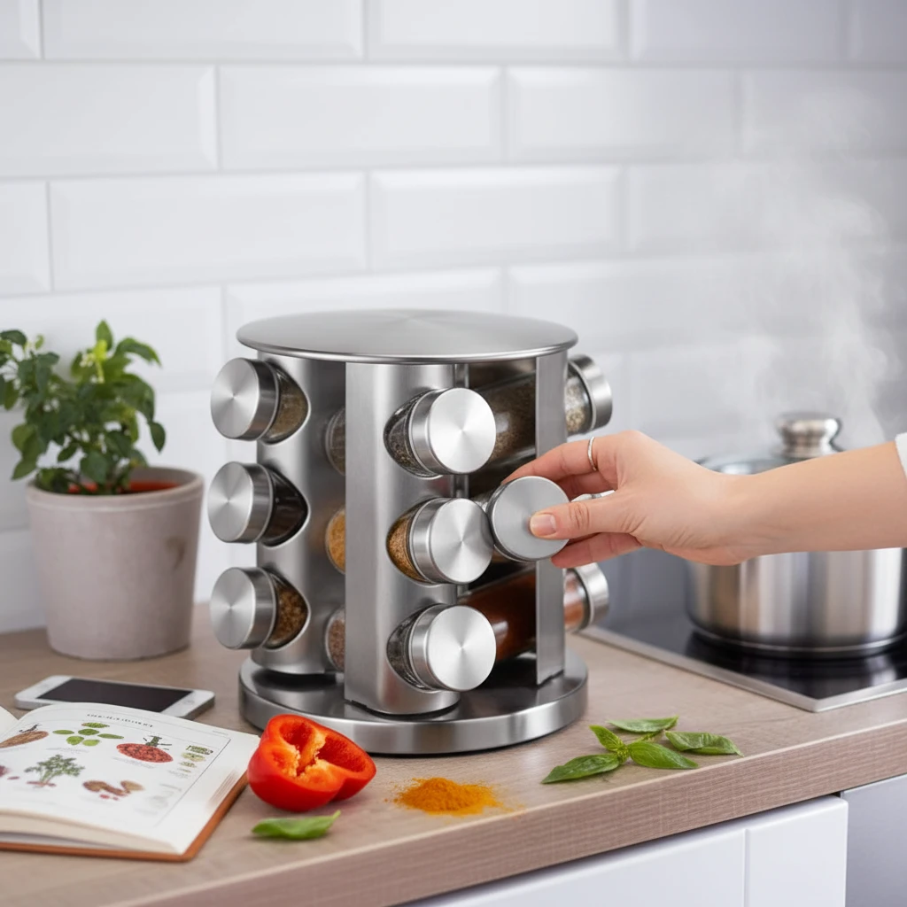Rotating Spice Rack with 12 Jars