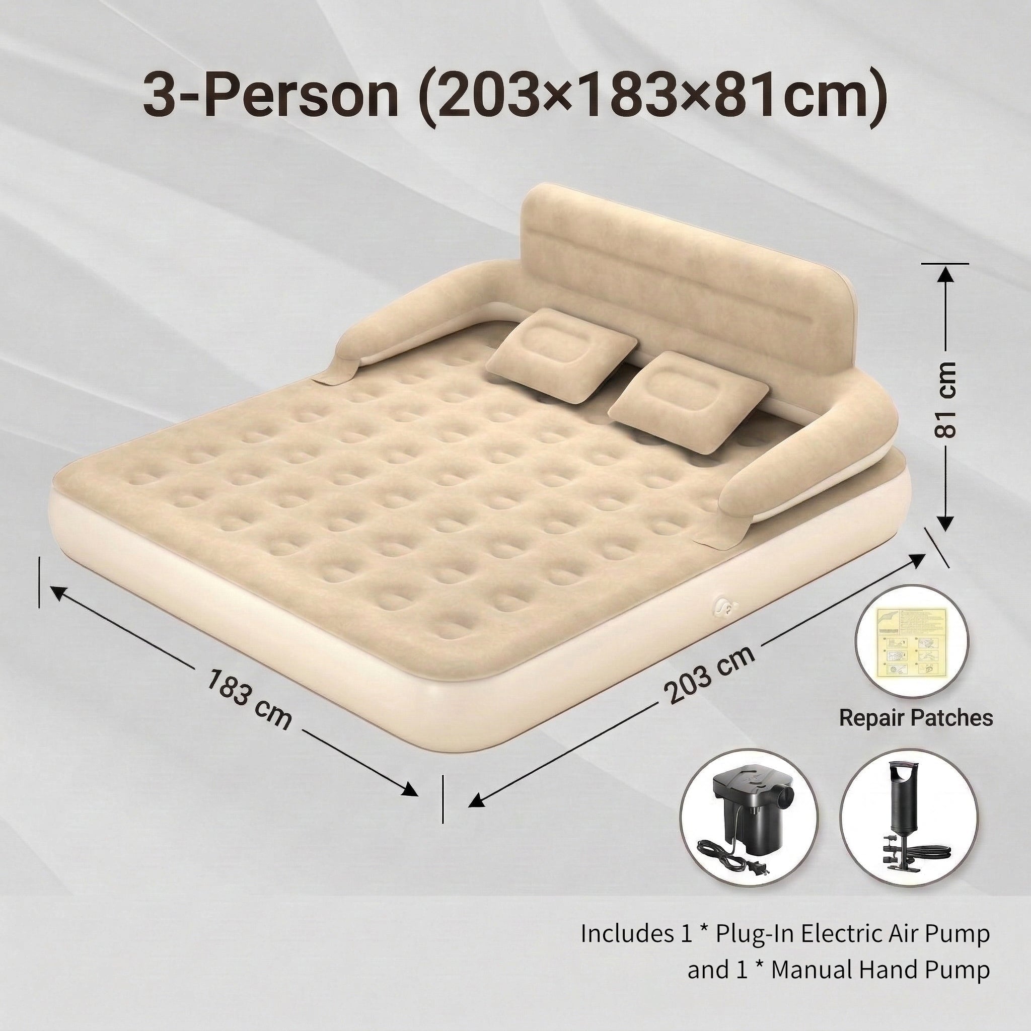 Camping and Home Use Inflatable Mattress with Back Support
