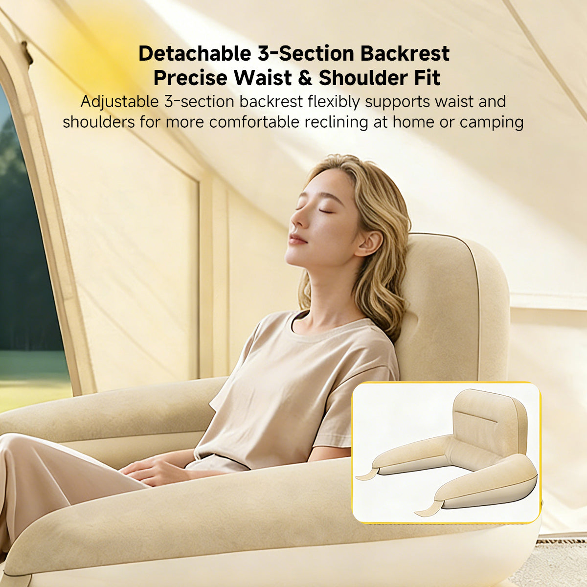 Camping and Home Use Inflatable Mattress with Back Support