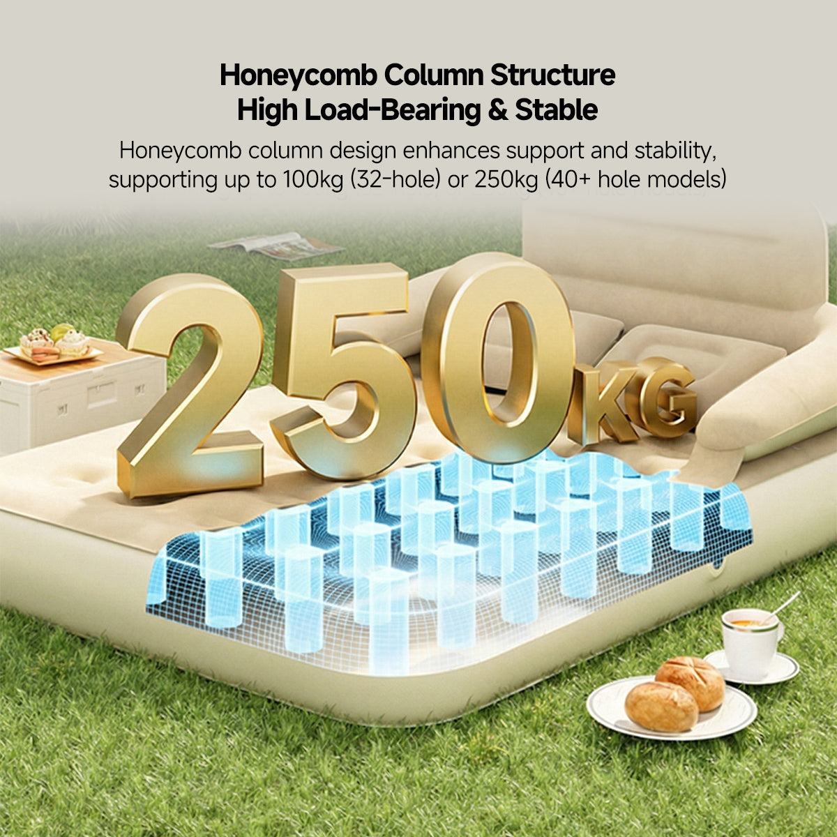 Camping and Home Use Inflatable Mattress with Back Support
