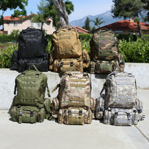 Tactical Military Backpack 60L with Removable MOLLE Pouches