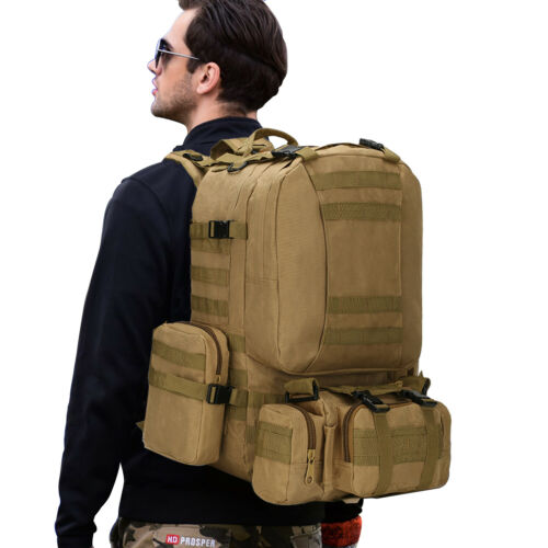 Tactical Military Backpack 60L with Removable MOLLE Pouches