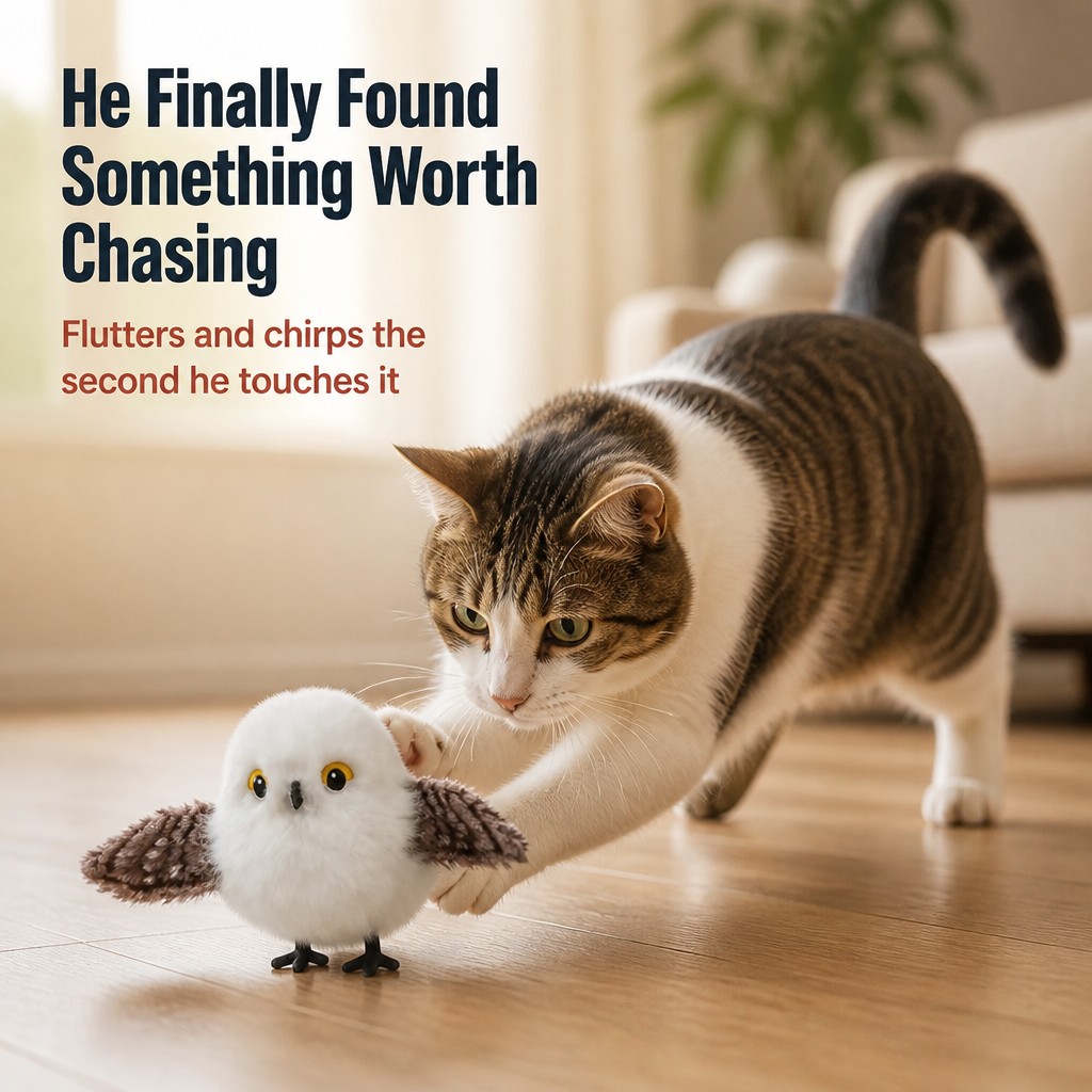 WhiskerWing™ — Spark Your Indoor Cat's Hunting Instinct With Real Flutter & Chirp Play