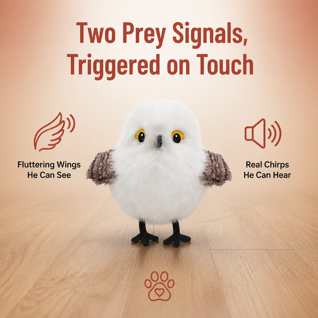 WhiskerWing™ — Spark Your Indoor Cat's Hunting Instinct With Real Flutter & Chirp Play