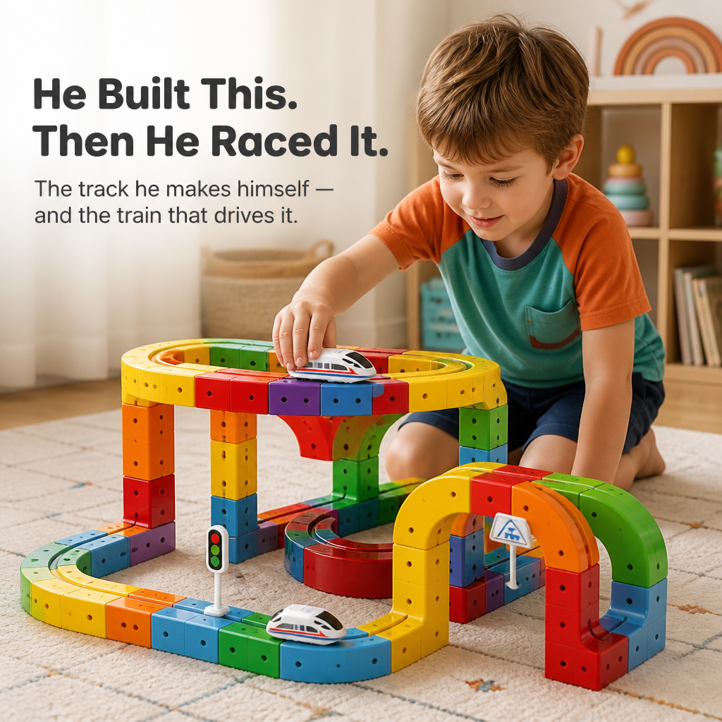 RailRush™ — Build the Track, Race the Train, Beat Screen Time | Ages 3+