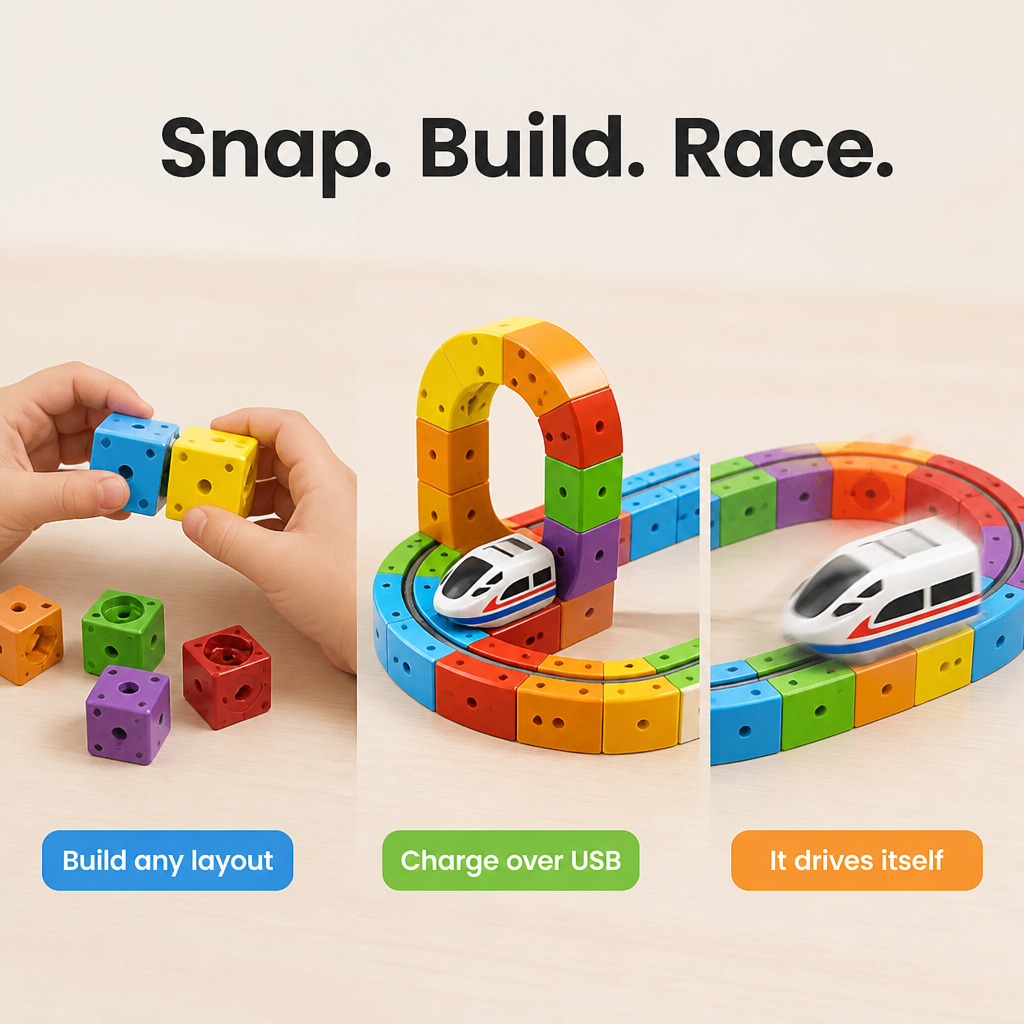 RailRush™ — Build the Track, Race the Train, Beat Screen Time | Ages 3+