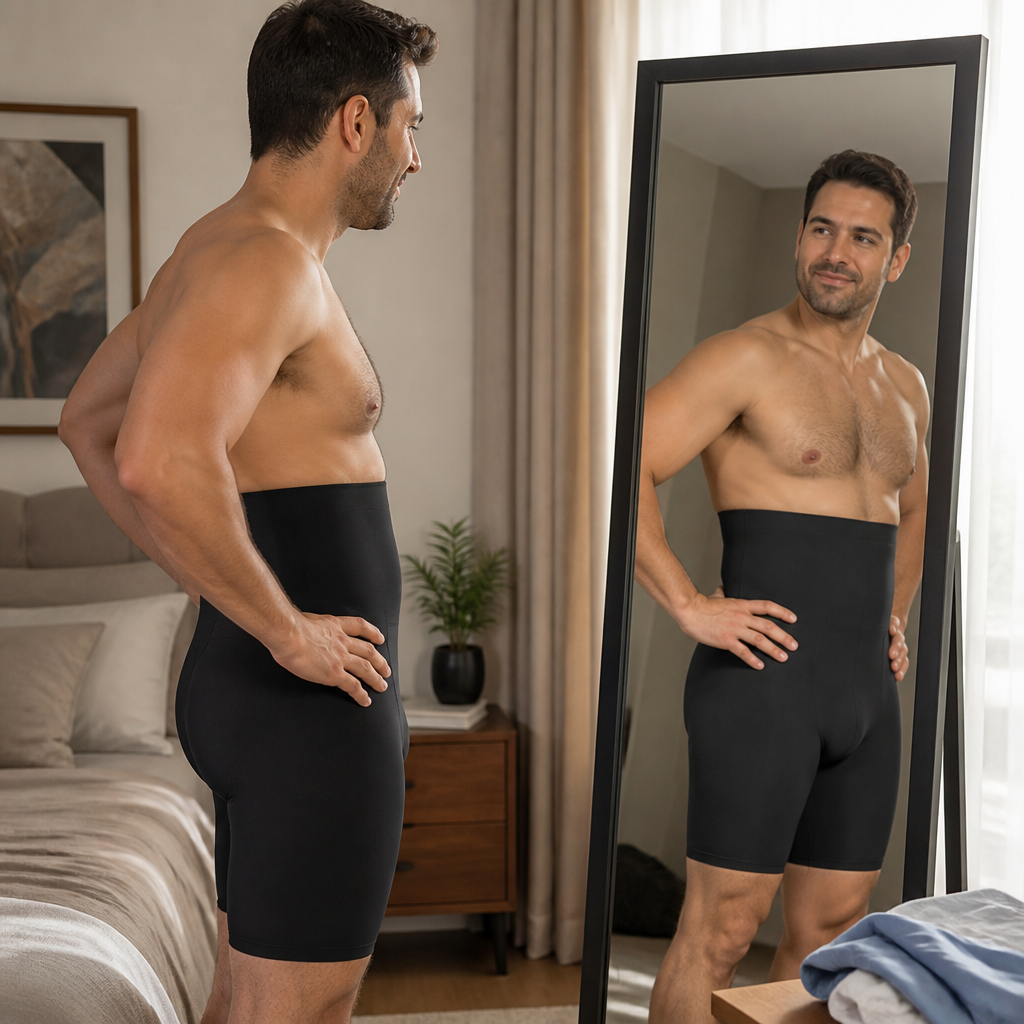 CoreForm™ – High-Waist Tummy-Control Compression Shaper Shorts for Men