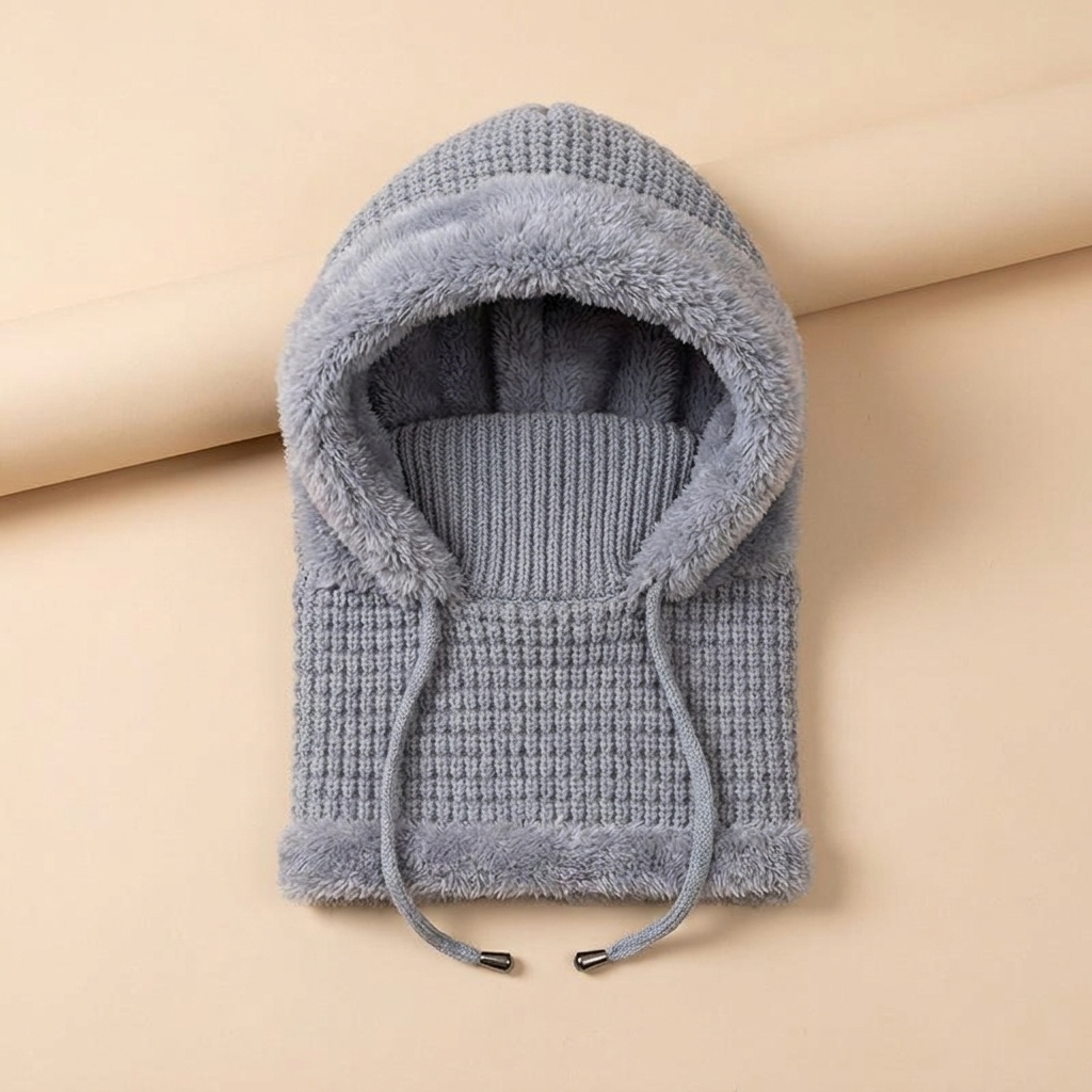 ChillGuard™ – Plush-Lined Hooded Scarf with Drawstring Fit