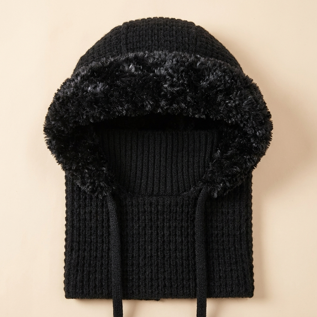ChillGuard™ – Plush-Lined Hooded Scarf with Drawstring Fit