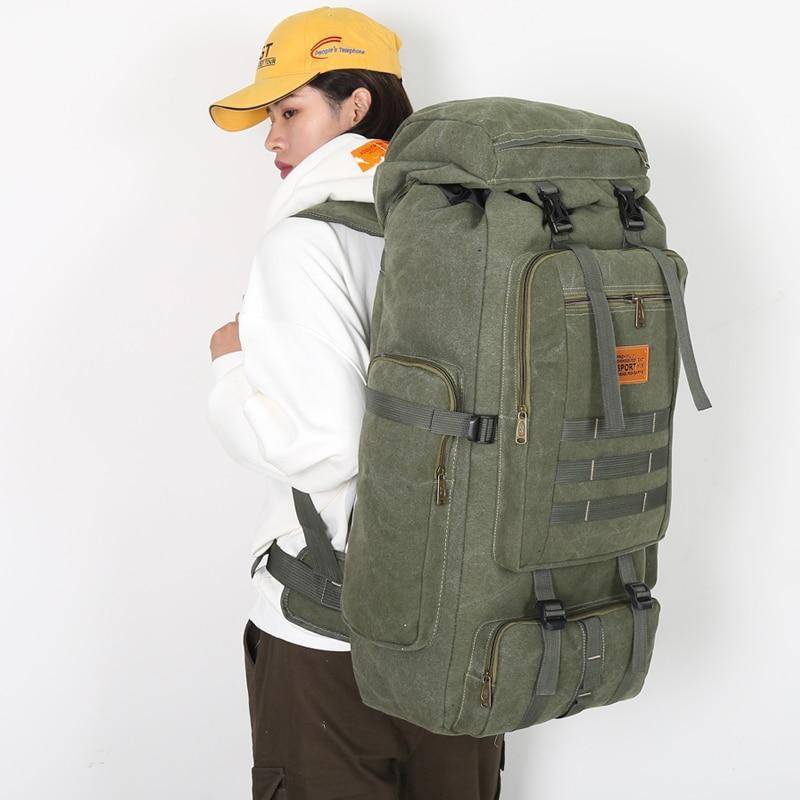 Military-Style 80L Backpack for Hiking and Outdoor Adventures