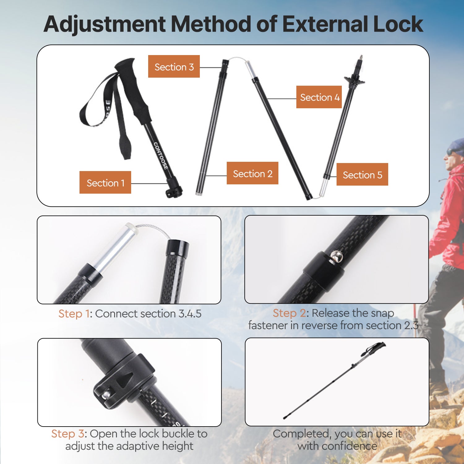 Trekking Pole Made of Carbon Fiber