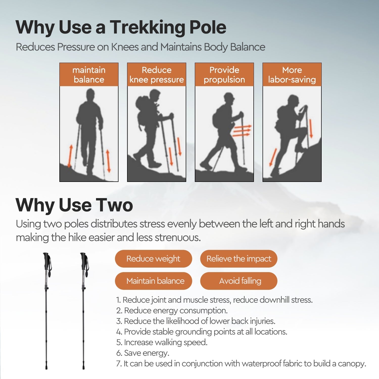 Trekking Pole Made of Carbon Fiber