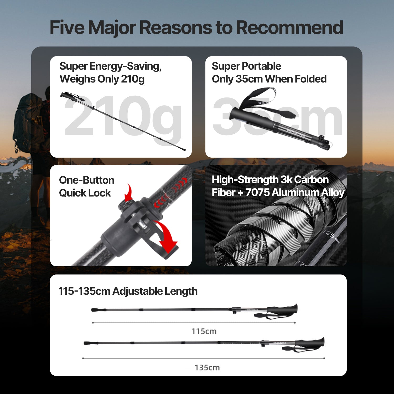 Trekking Pole Made of Carbon Fiber