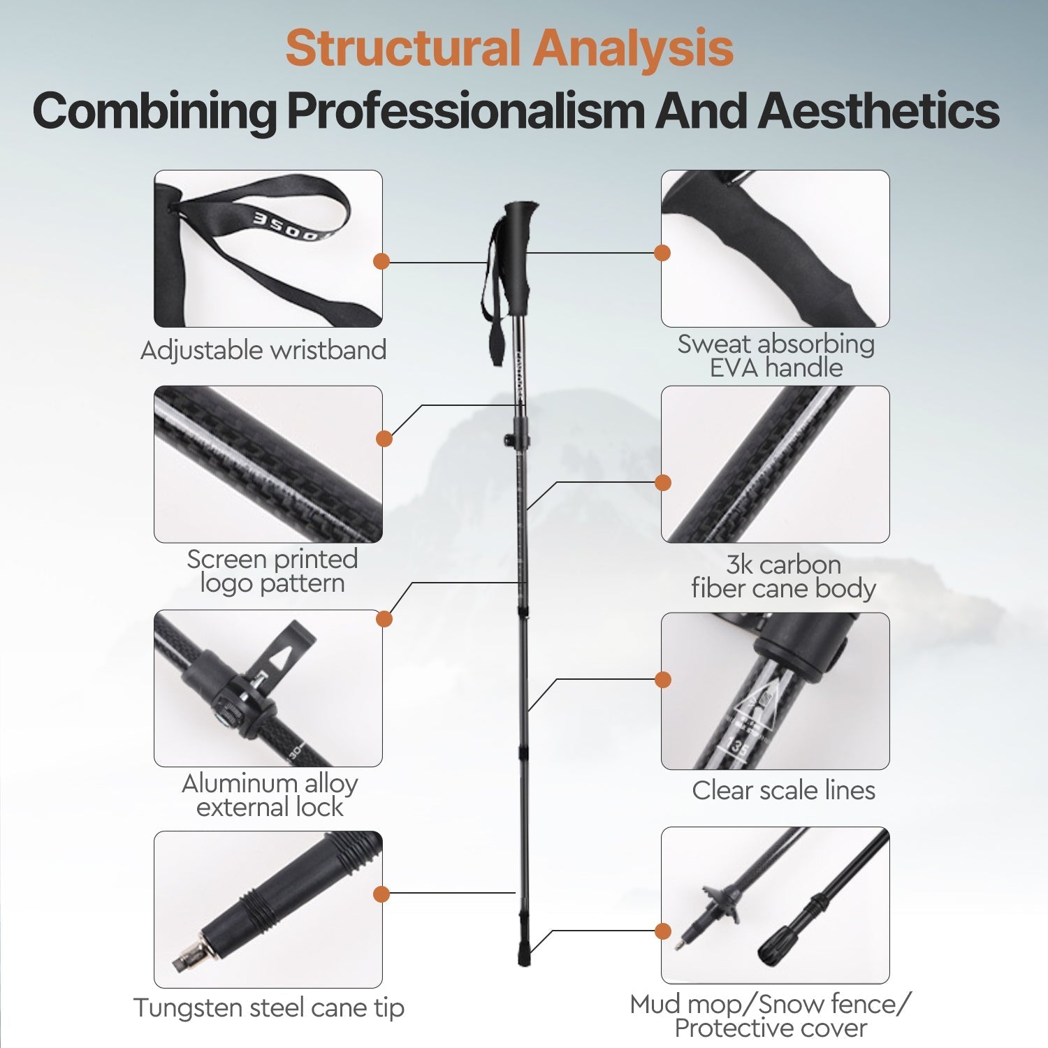 Trekking Pole Made of Carbon Fiber