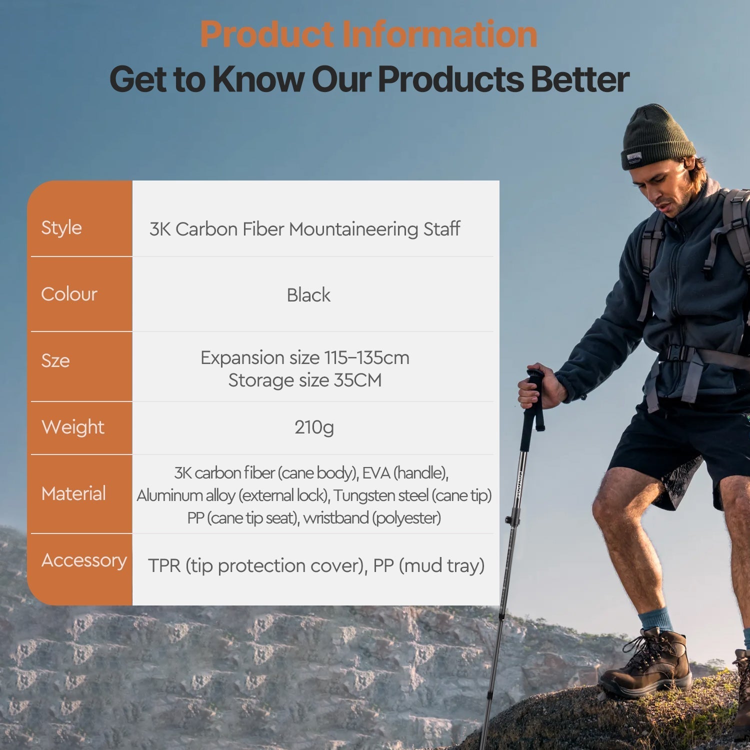 Trekking Pole Made of Carbon Fiber