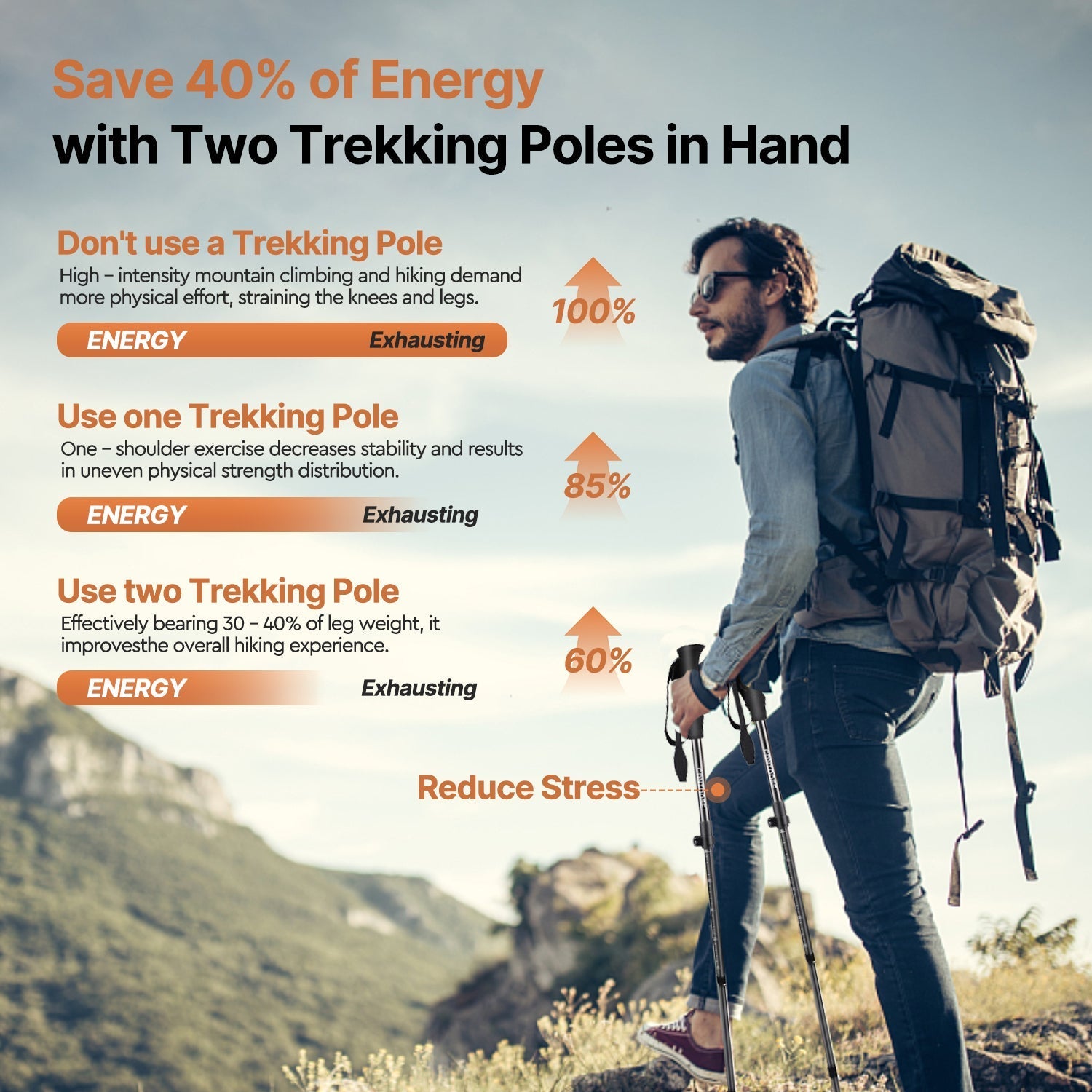 Trekking Pole Made of Carbon Fiber