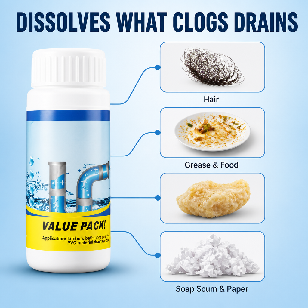 PipePulse™ — Dissolve Hair, Grease & Gunk and Reopen Slow Drains in 20 Minutes