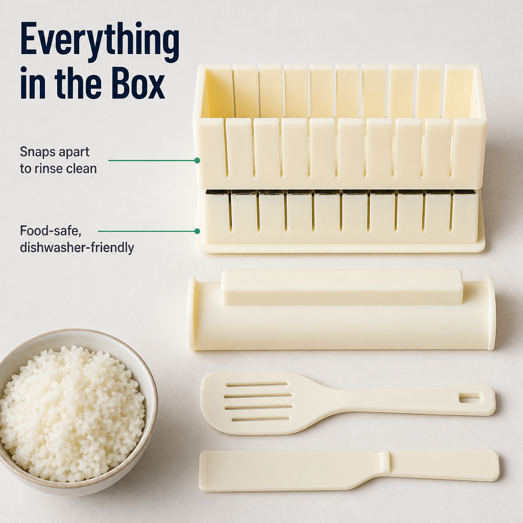 Sushi RollEase™ — Roll Clean, Even Sushi at Home in Minutes, No Mat Needed