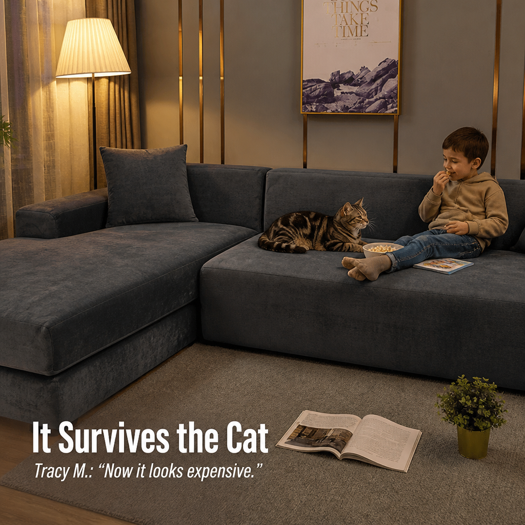VelvetShield™ — Cover Stains, Claw Marks & Worn Cushions to Make Your Couch Look New