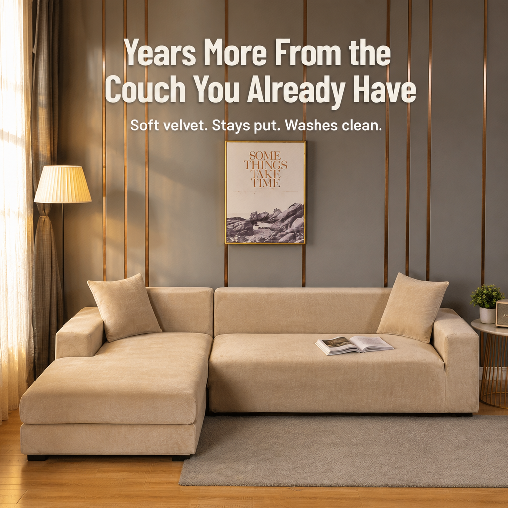 VelvetShield™ — Cover Stains, Claw Marks & Worn Cushions to Make Your Couch Look New