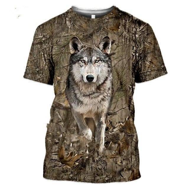 Outdoor Wildlife Print T-Shirt for Men - 3D Camouflage Design