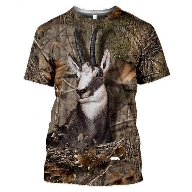 Outdoor Wildlife Print T-Shirt for Men - 3D Camouflage Design