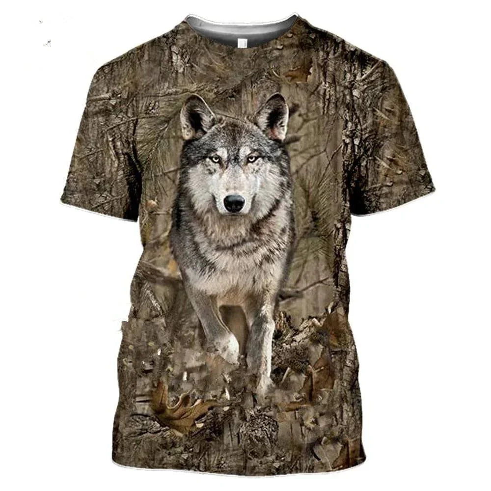 Outdoor Wildlife Print T-Shirt for Men - 3D Camouflage Design