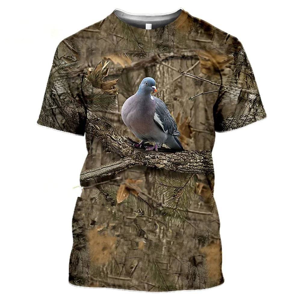 Outdoor Wildlife Print T-Shirt for Men - 3D Camouflage Design