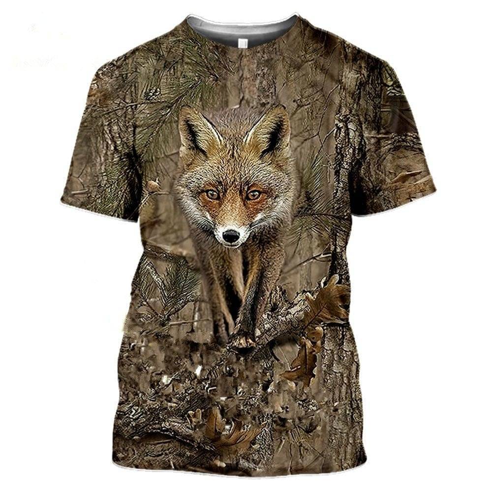 Outdoor Wildlife Print T-Shirt for Men - 3D Camouflage Design