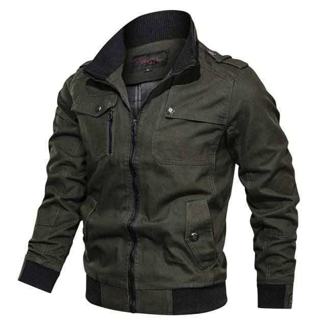 Pilot Style Bomber Jacket for Men with Cargo Pockets