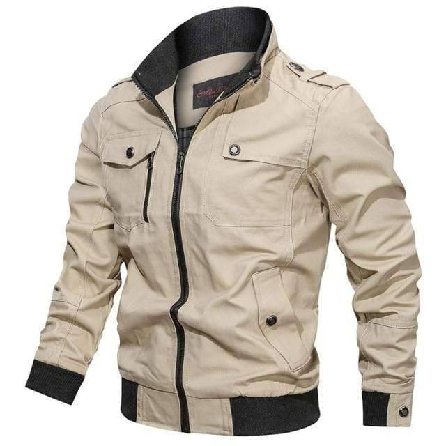 Pilot Style Bomber Jacket for Men with Cargo Pockets