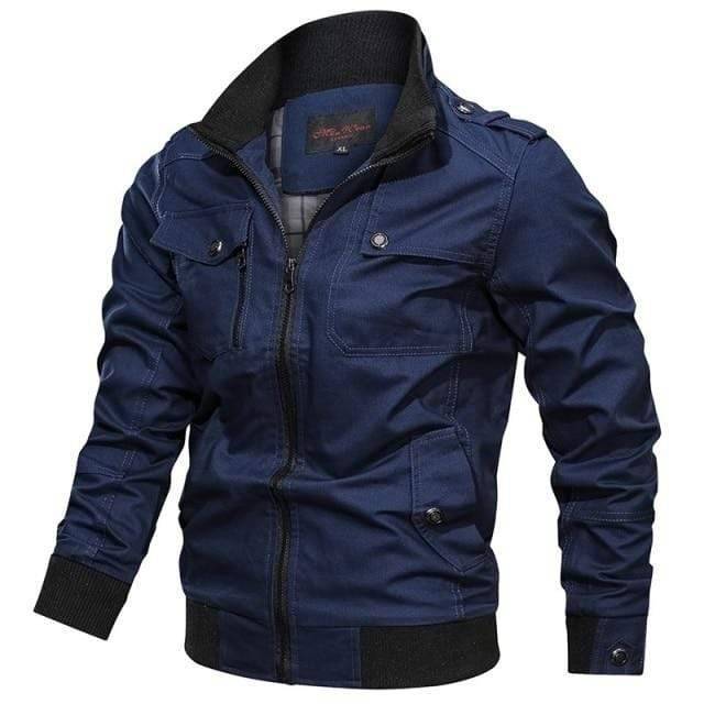 Pilot Style Bomber Jacket for Men with Cargo Pockets